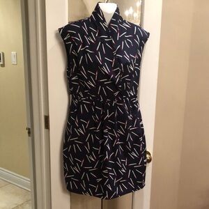 Molly Bracken Navy Matchstick Patterned Dress
